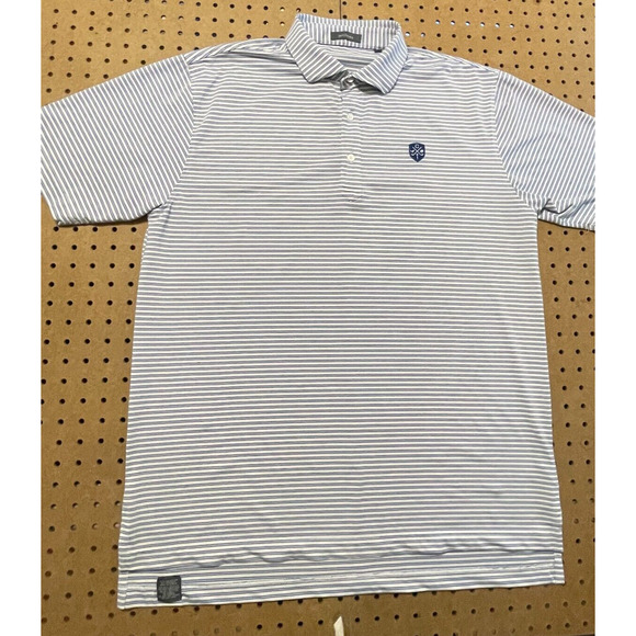Turtleson Greystone Golf Club Polo Shirt Korea Stripes Blue & White Large Men - Picture 3 of 9